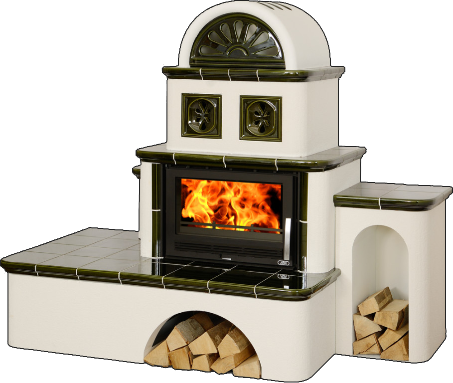 Кафельная печь-камин ABX Oxford цвет зеленый